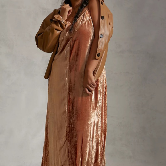 NWT Anthropologie Lucie Embroidered Velvet Slip Dress - Picture 4 of 12